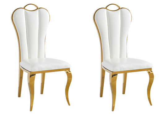 Chaise baroque moderne dorée et similicuir - Diana x4
