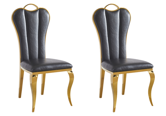 Chaise baroque moderne dorée et similicuir - Diana x4