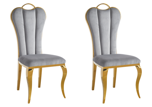 Chaise baroque moderne dorée et velours - Diana x4