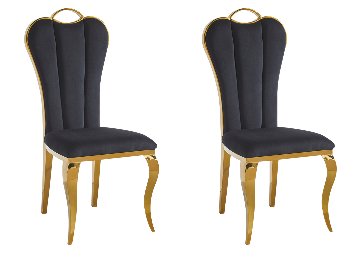Chaise baroque moderne dorée et velours - Diana x4