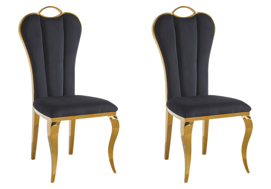 Chaise baroque moderne dorée et velours - Diana x4