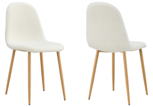 Chaise bouclée blanc et pieds bois - Gina x6