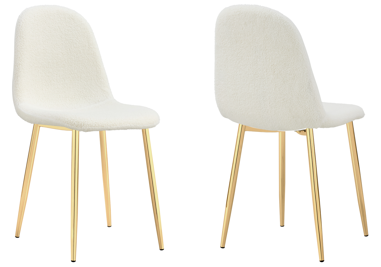 Chaise bouclée blanc et pieds dorés - Gina x6