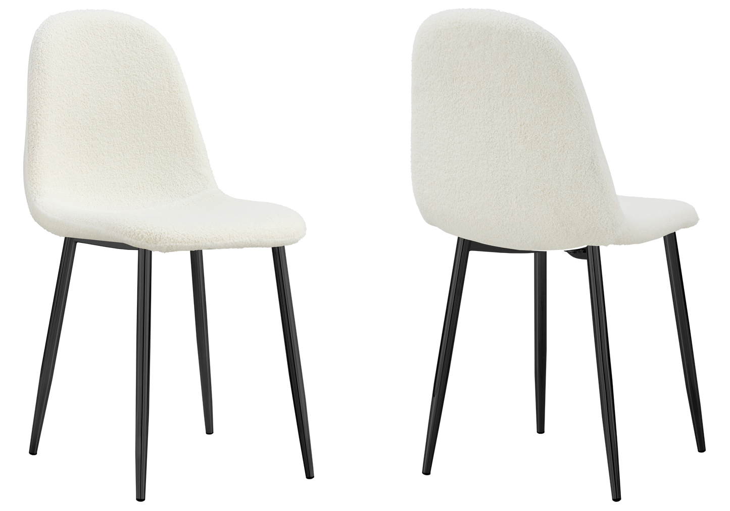Chaise bouclée blanc et pieds noirs - Gina x6