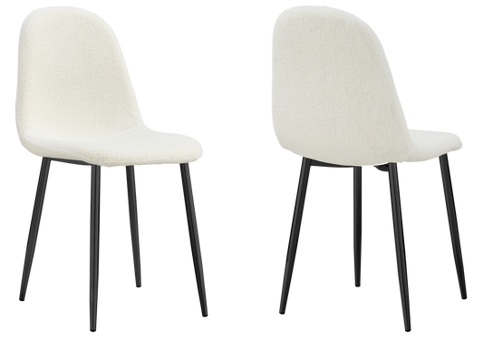 Chaise bouclée blanc et pieds noirs - Gina x6