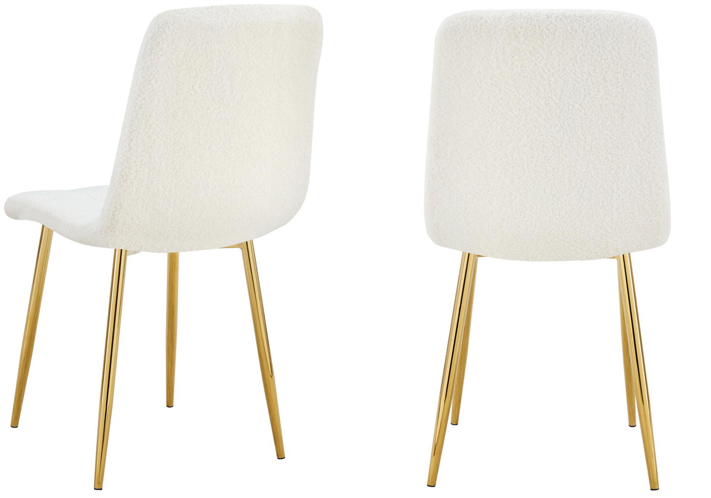 Chaise bouclette matelassée blanche pieds dorés - Milan x4