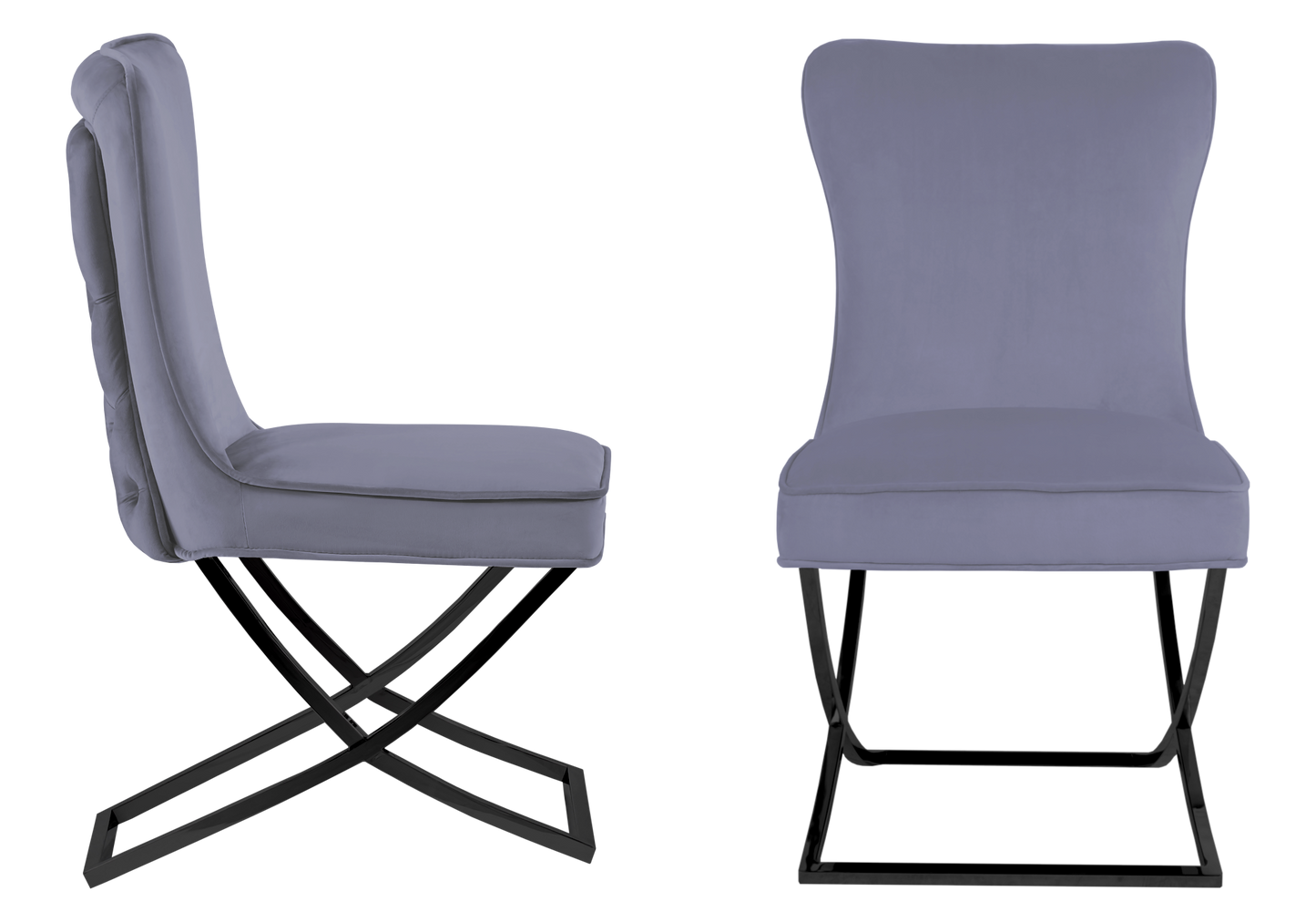 Chaise capitonnée pied croisé noir anthracite – Enzo x2