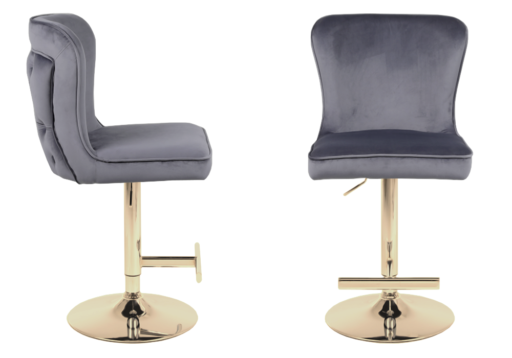 Chaise de bar capitonnée velours anthracite dorée – Enzo x2
