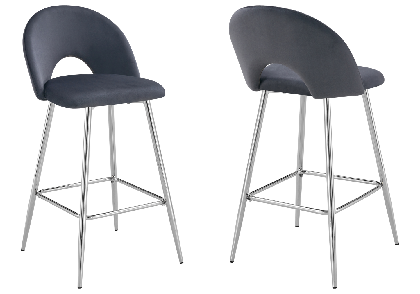 Chaise de bar dossier ouvert en velours anthracite - Talia x2