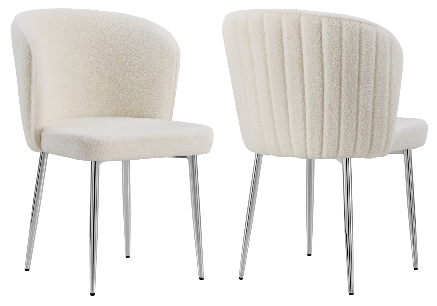 Chaise de salle à manger design en tissu bouclé écru - Diva x4