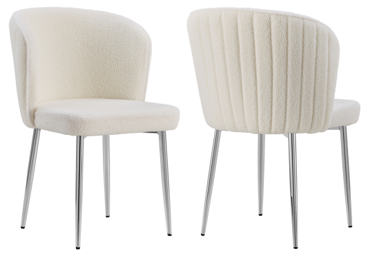 Chaise de salle à manger design en tissu bouclé écru - Diva x4