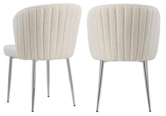 Chaise de salle à manger design en tissu bouclé écru - Diva x4