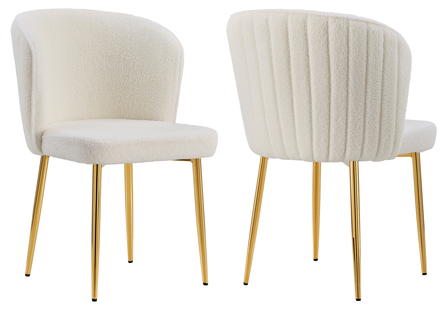 Chaise de salle à manger design en tissu bouclé écru - Diva x4