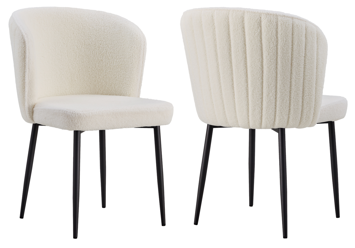 Chaise de salle à manger design en tissu bouclé écru - Diva x4