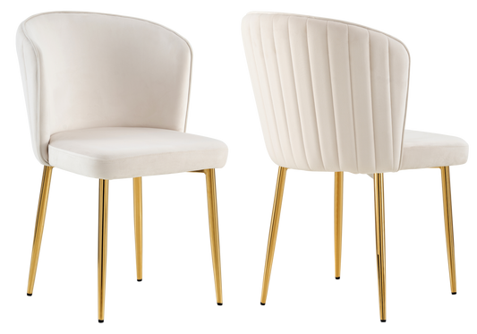 Chaise de salle à manger design en velours beige - Diva x4