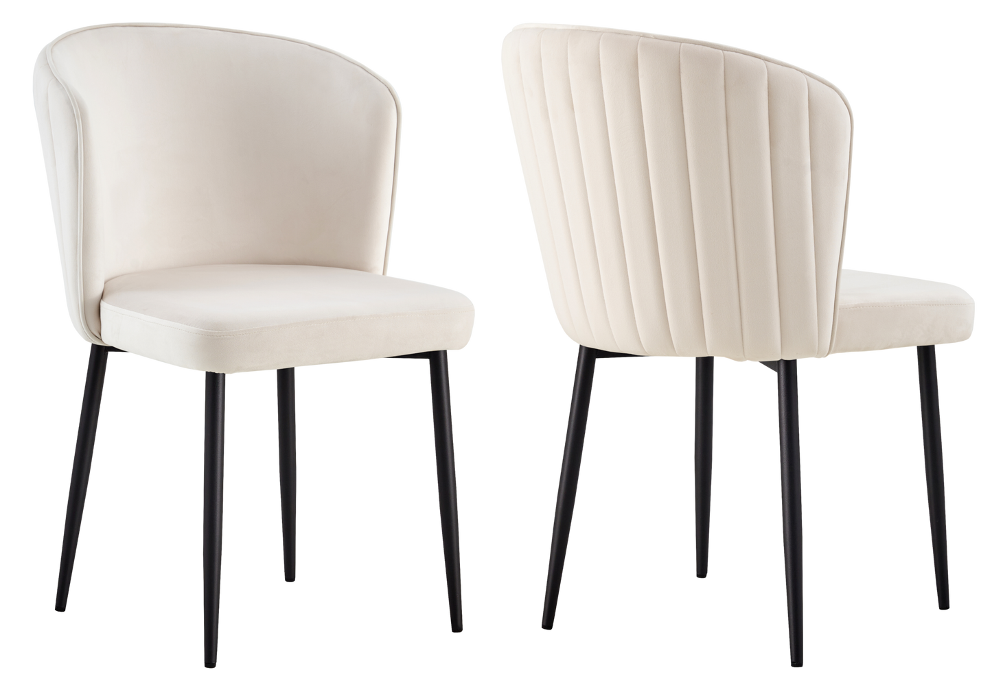 Chaise de salle à manger design en velours beige - Diva x4