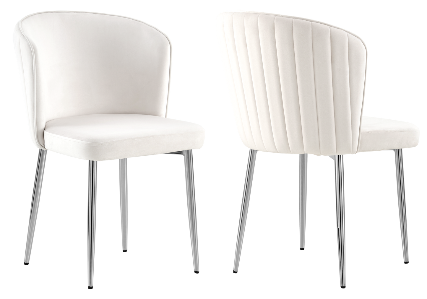 Chaise de salle à manger design en velours écru - Diva x4