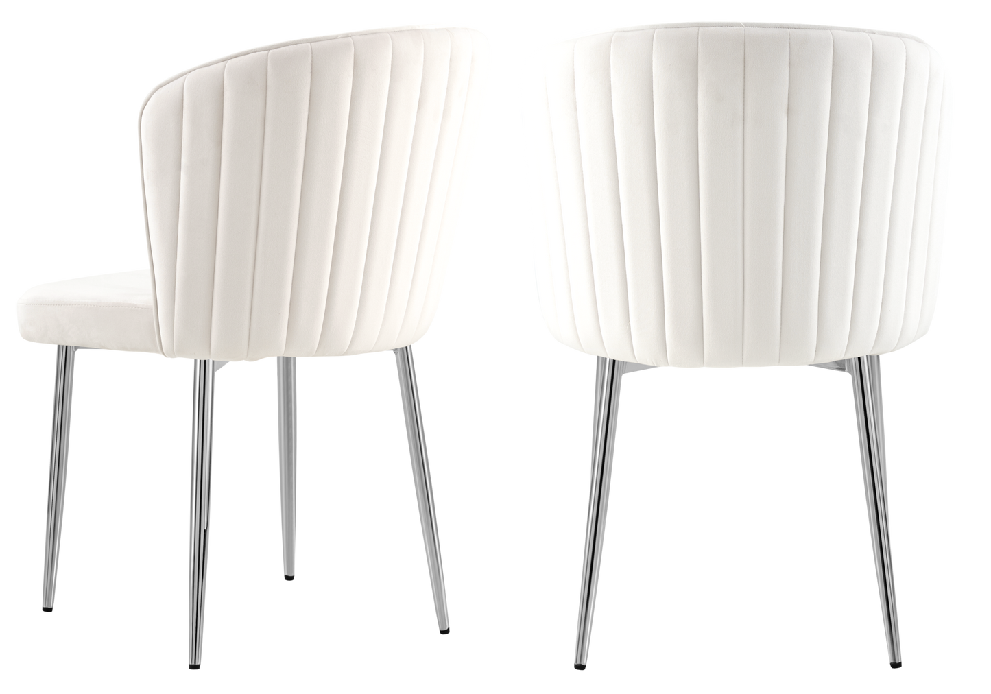 Chaise de salle à manger design en velours écru - Diva x4