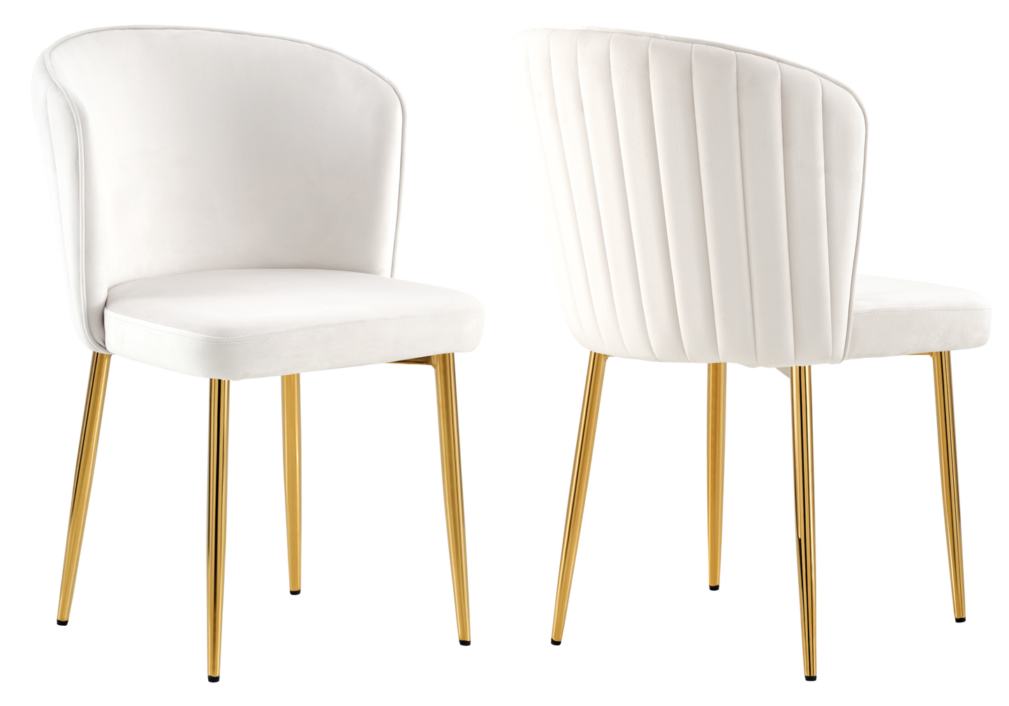 Chaise de salle à manger design en velours écru - Diva x4