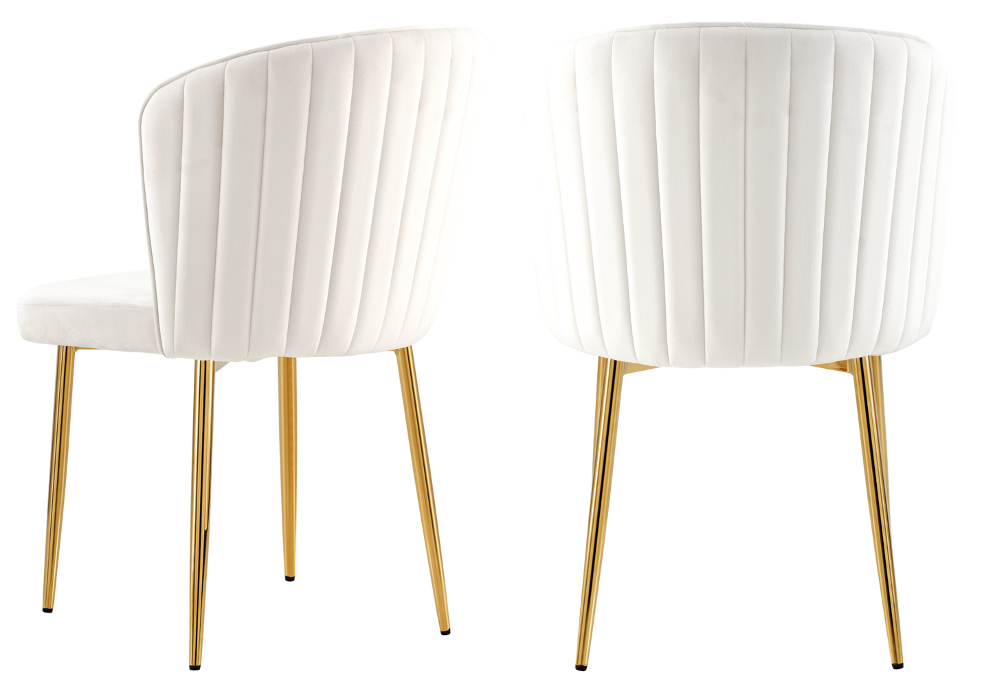 Chaise de salle à manger design en velours écru - Diva x4