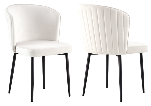 Chaise de salle à manger design en velours écru - Diva x4
