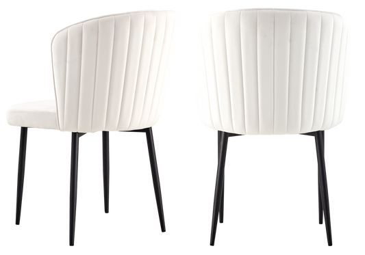 Chaise de salle à manger design en velours écru - Diva x4