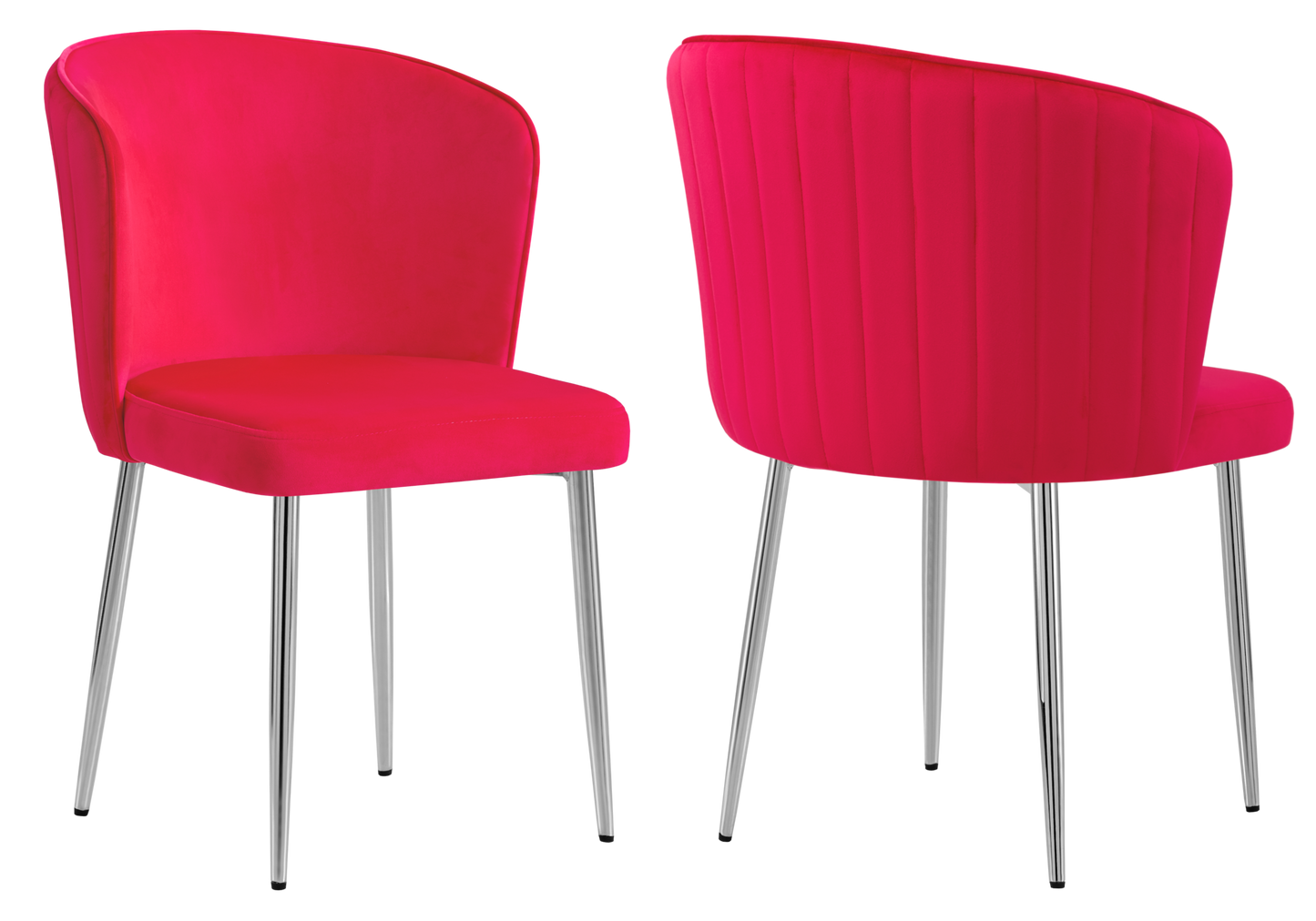 Chaise de salle à manger design en velours fuchsia - Diva x4