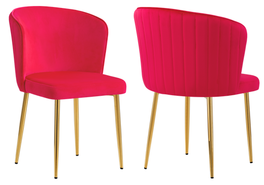 Chaise de salle à manger design en velours fuchsia - Diva x4