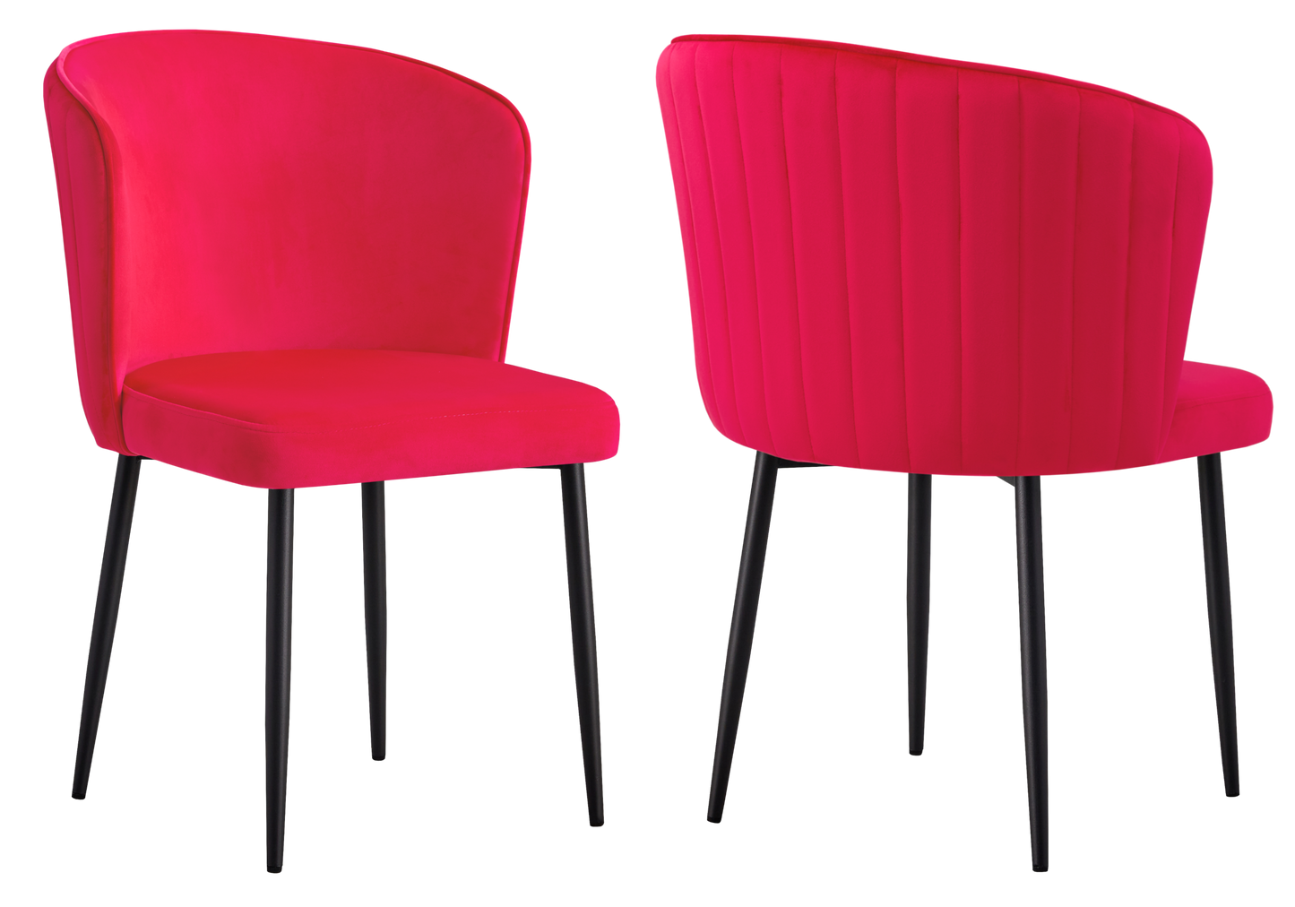 Chaise de salle à manger design en velours fuchsia - Diva x4