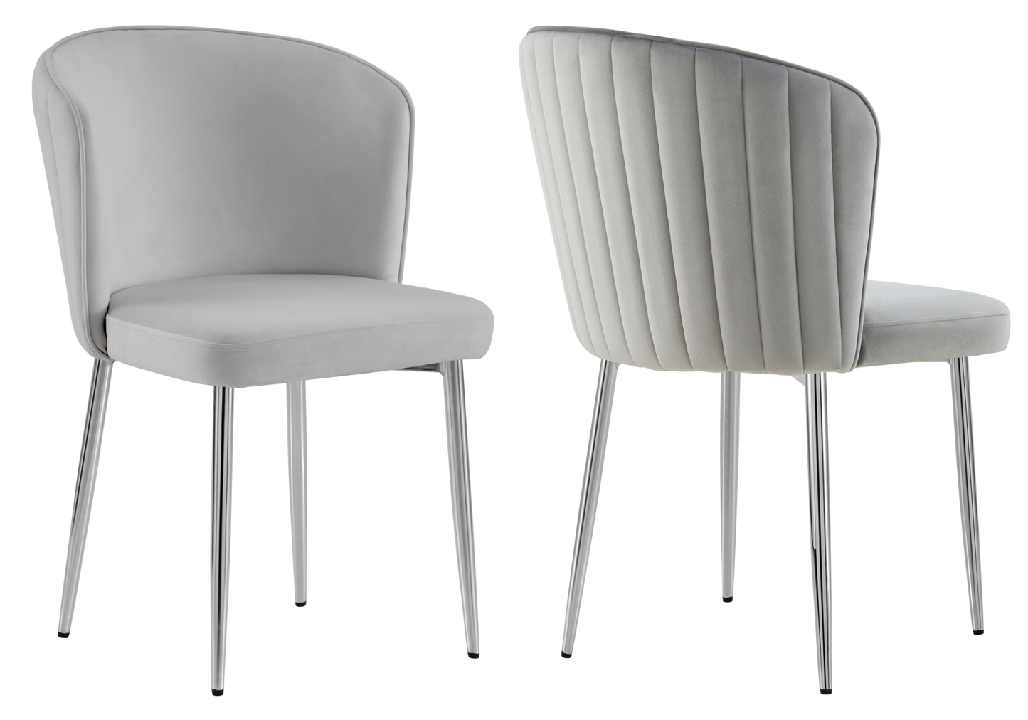 Chaise de salle à manger design en velours gris - Diva x4
