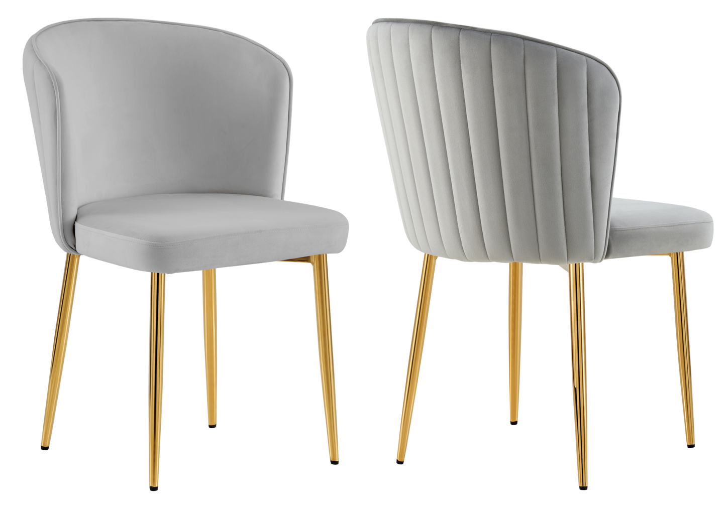 Chaise de salle à manger design en velours gris - Diva x4