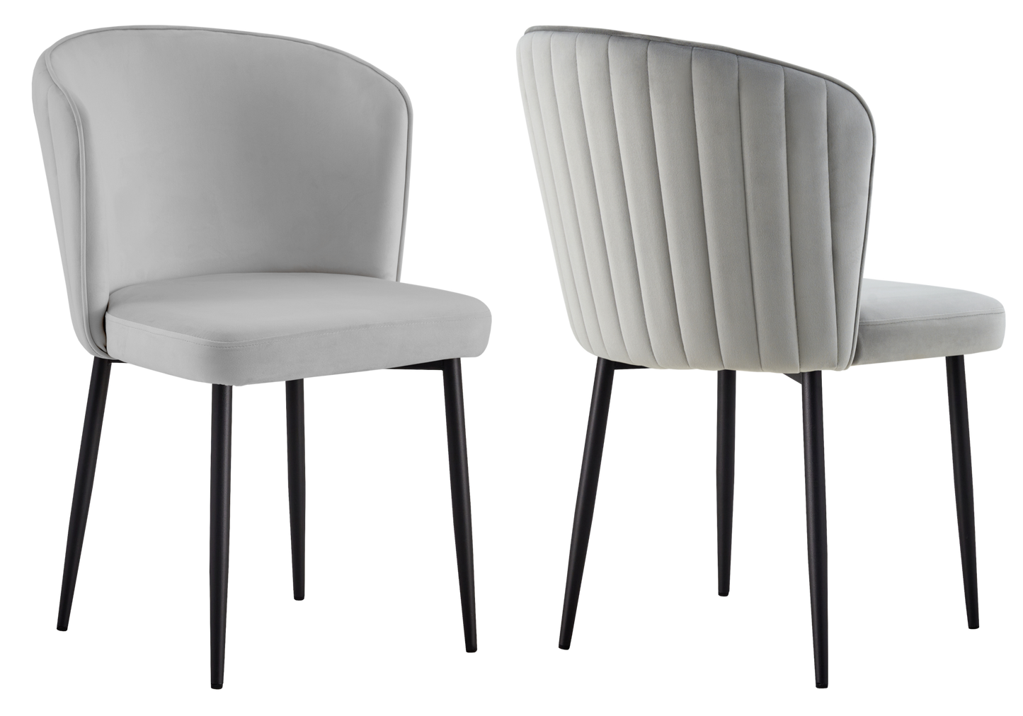 Chaise de salle à manger design en velours gris - Diva x4