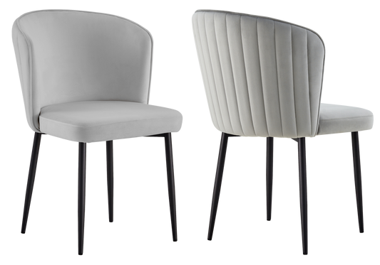 Chaise de salle à manger design en velours gris - Diva x4