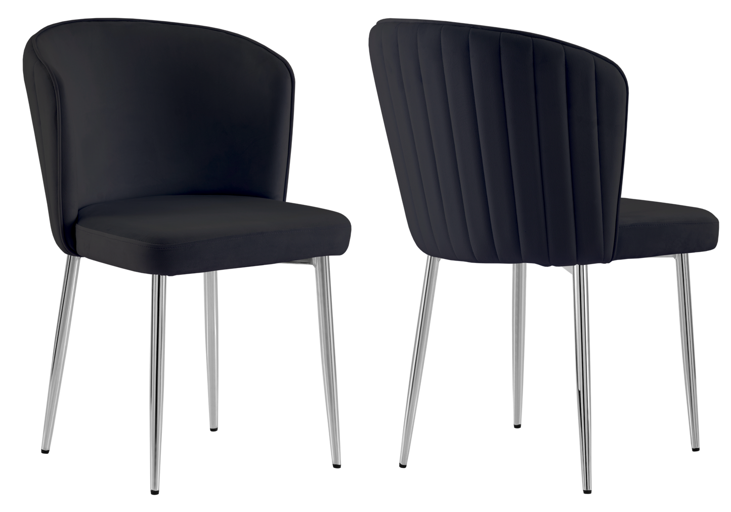 Chaise de salle à manger design en velours noir - Diva x4