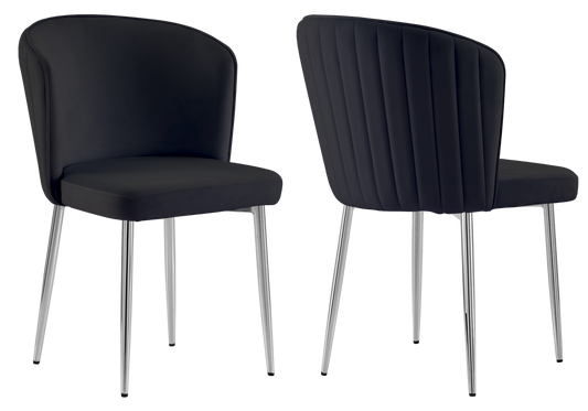 Chaise de salle à manger design en velours noir - Diva x4