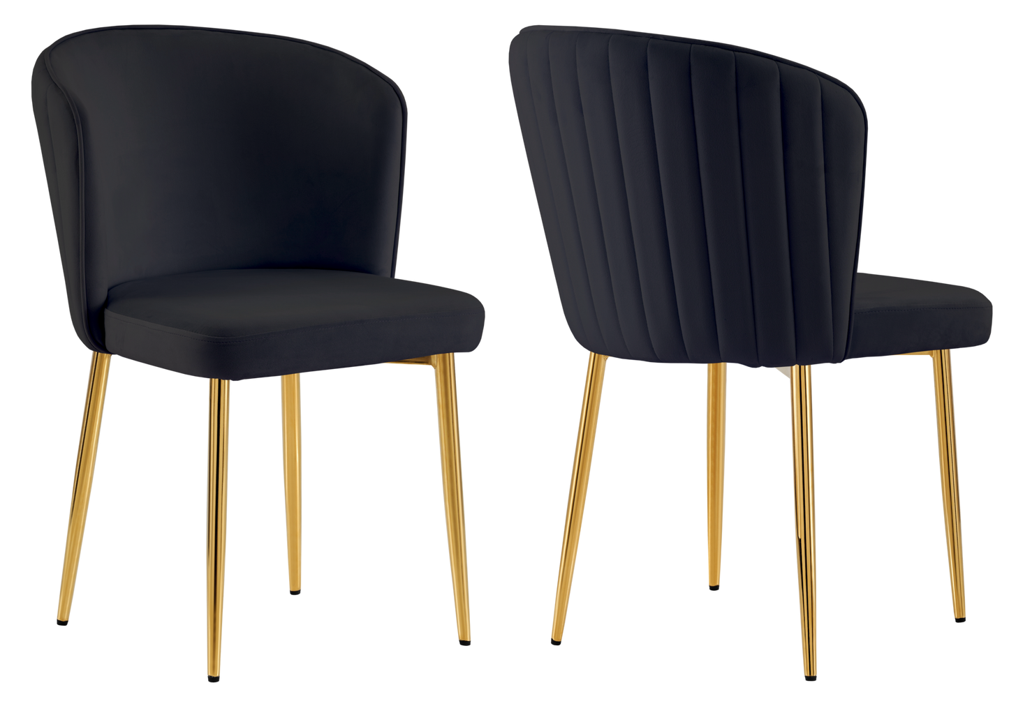 Chaise de salle à manger design en velours noir - Diva x4