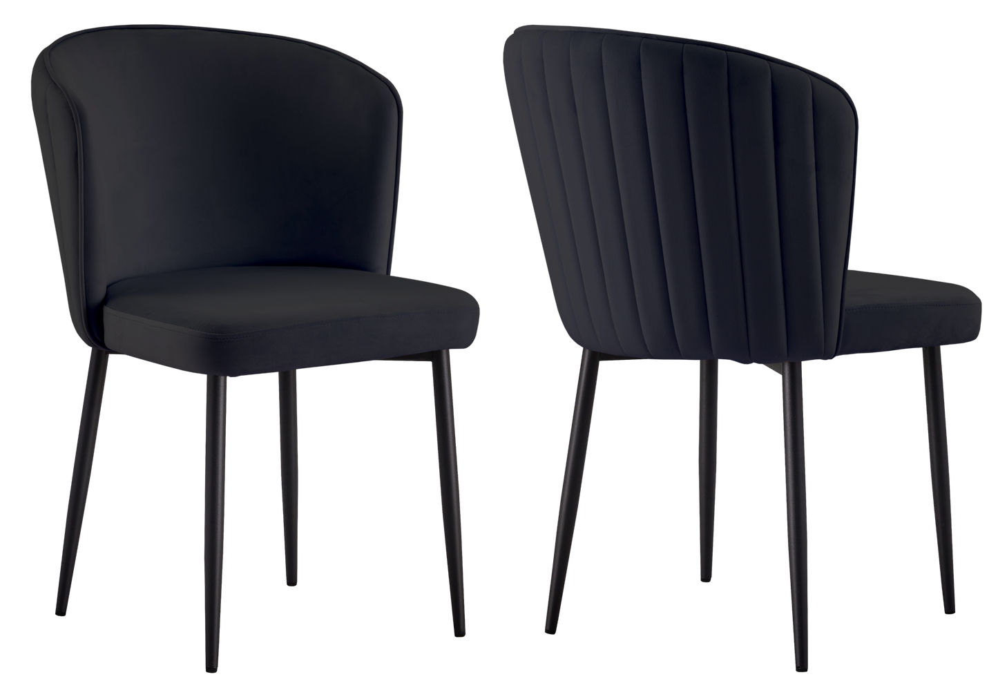 Chaise de salle à manger design en velours noir - Diva x4