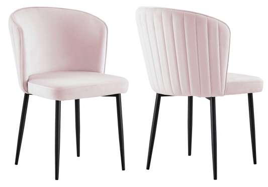 Chaise de salle à manger design en velours rose - Diva x4