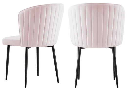 Chaise de salle à manger design en velours rose - Diva x4
