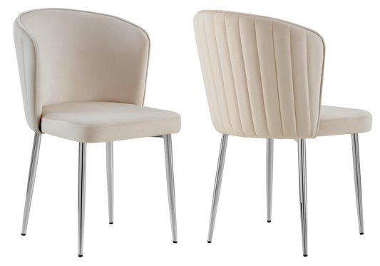 Chaise de salle à manger design en velours taupe - Diva x4