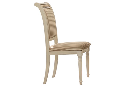 Chaise de table italienne tissu satiné et blanc laqué - Liberty