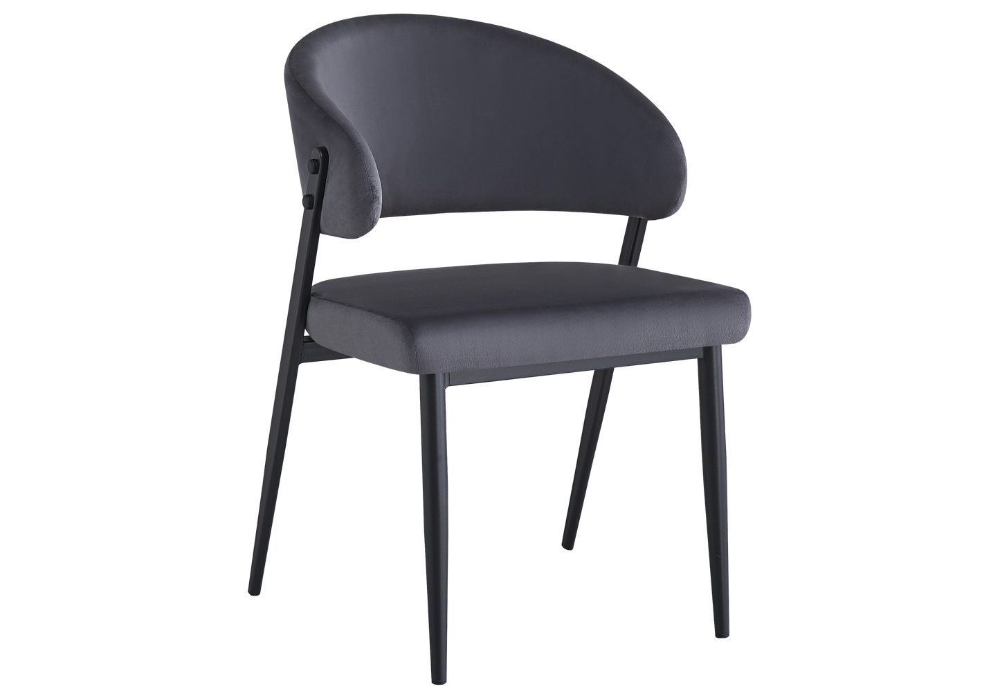 Chaise de table velours anthracite pieds noirs - Alba x4