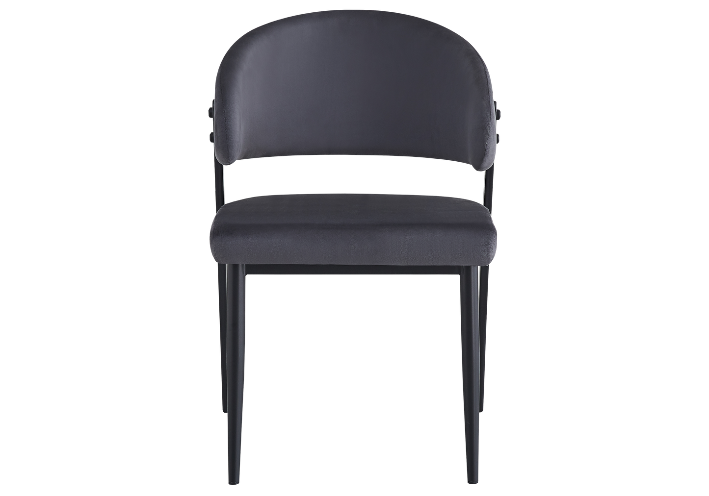Chaise de table velours anthracite pieds noirs - Alba x4