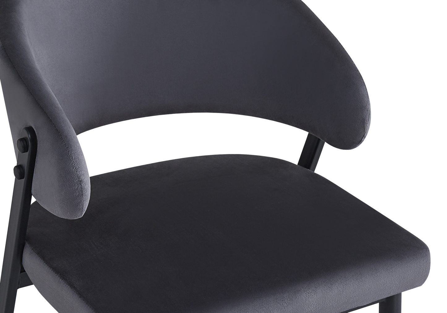 Chaise de table velours anthracite pieds noirs - Alba x4
