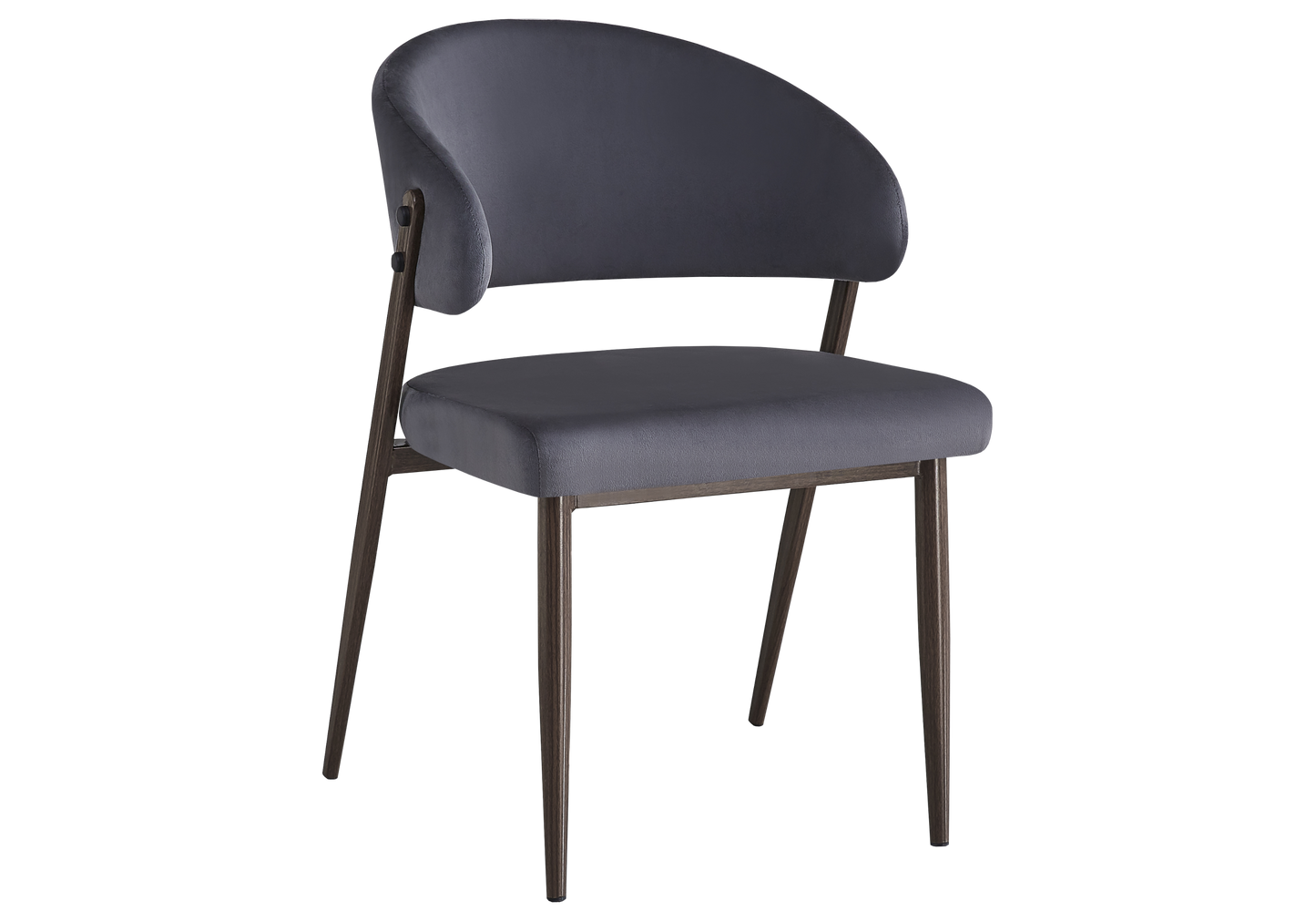 Chaise de table velours anthracite pieds noyer - Alba x4