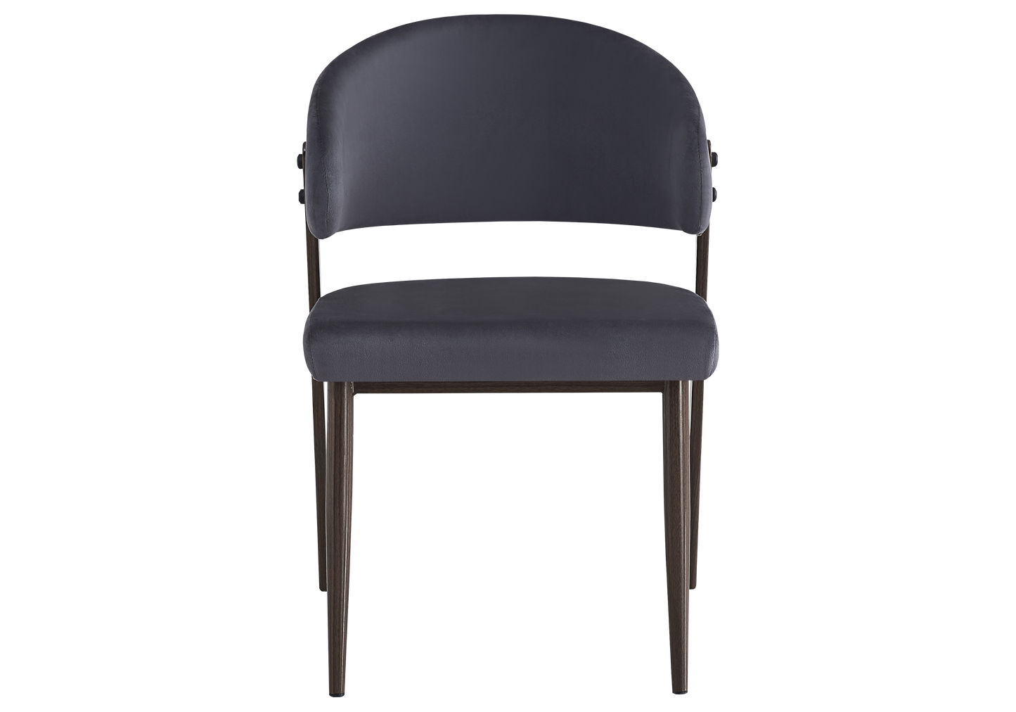 Chaise de table velours anthracite pieds noyer - Alba x4