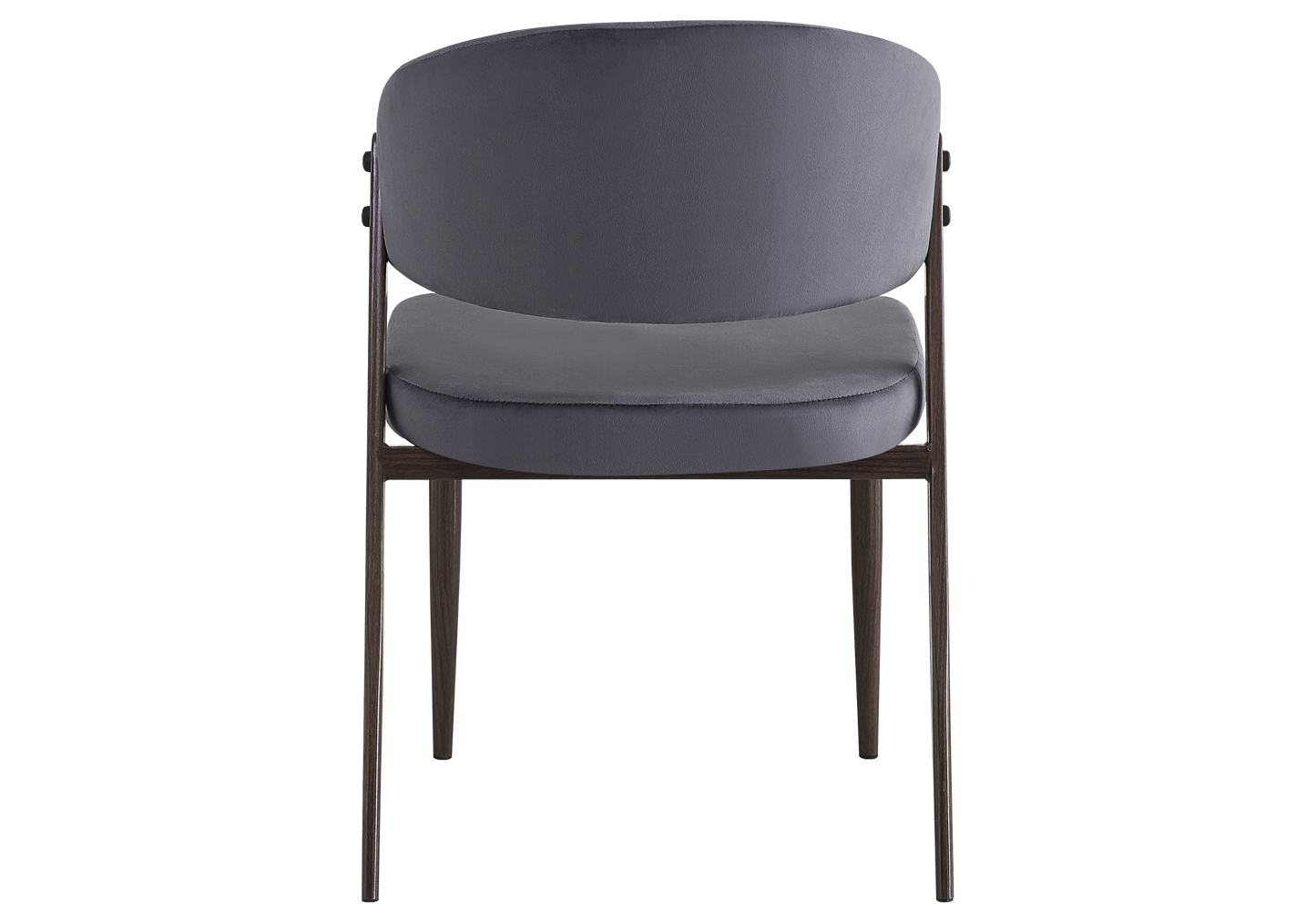 Chaise de table velours anthracite pieds noyer - Alba x4