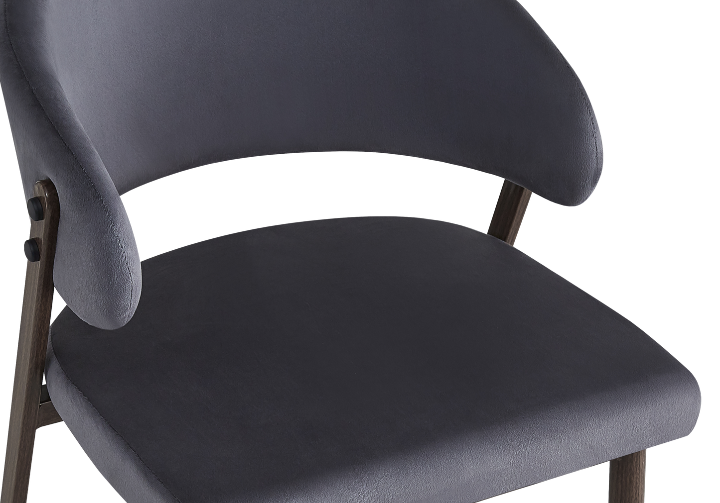 Chaise de table velours anthracite pieds noyer - Alba x4