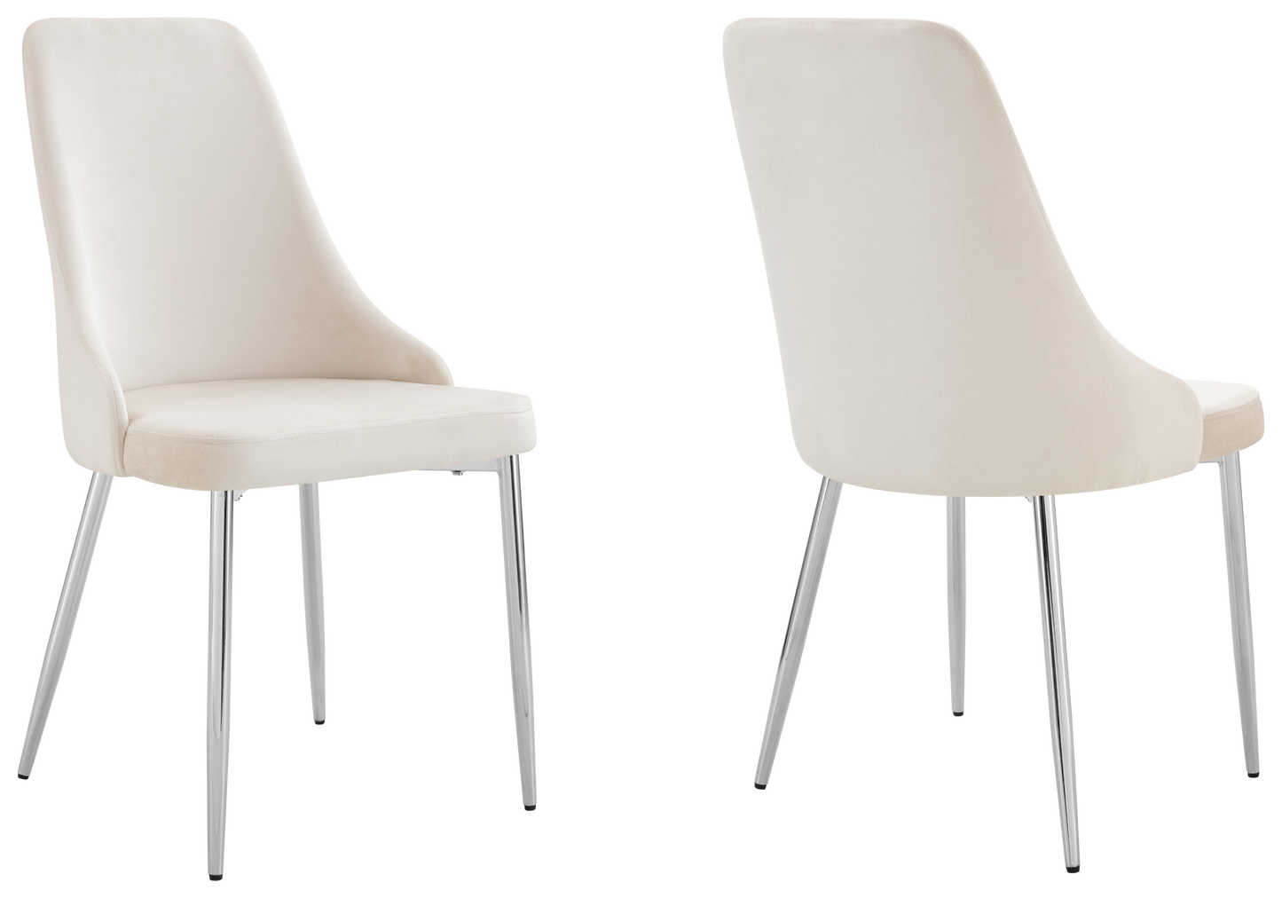 Chaise de table velours beige pieds argentés - Sena x4