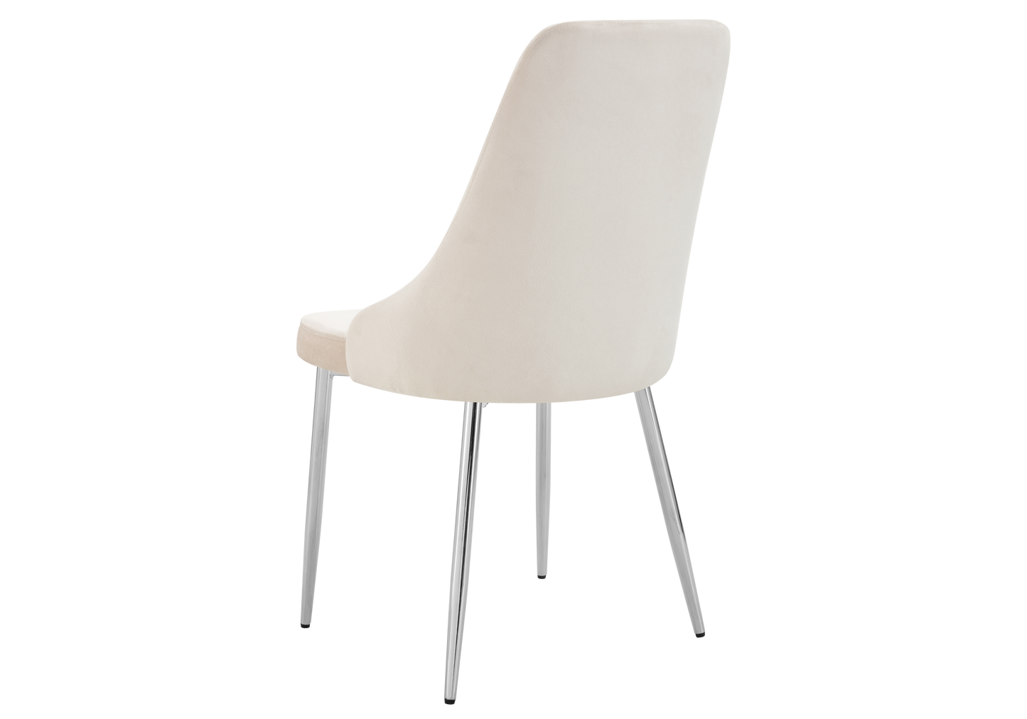 Chaise de table velours beige pieds argentés - Sena x4